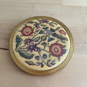 Vintage Petit Point Gold Makeup Compact